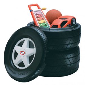 Smart Design PrimeGear Classic Racing Tire Toy Chest Reinforced Structure
